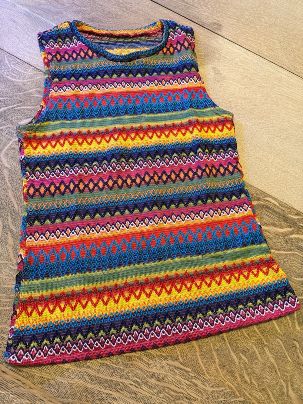 NWOT SHEIN Multicolor Geometric Knit Tank - stretchy elastic - Size Med